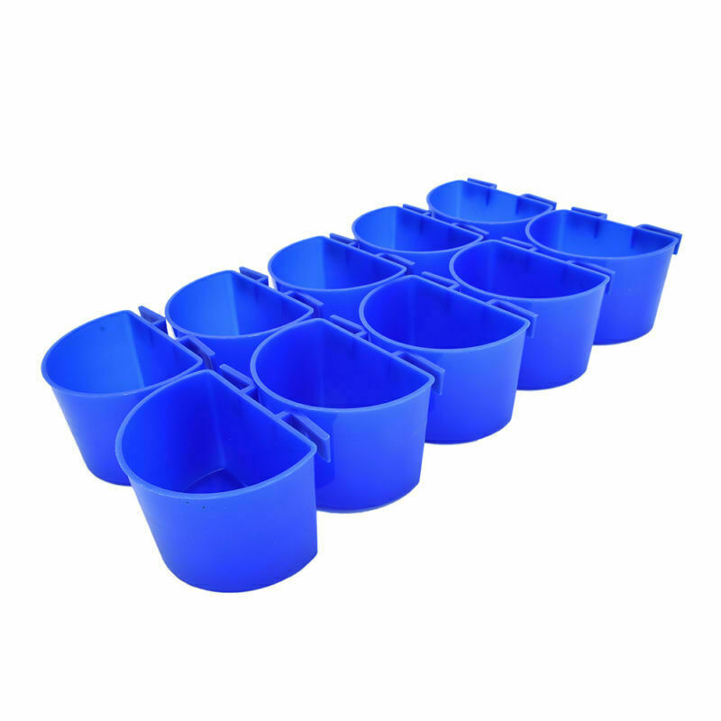 10 Pcs Cup Hanging Water Feed Cage Cups Poultry Rabbit Chicken Ws 9*6*6cm Unbranded