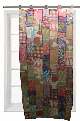 Indian Old Sari Patchwork Curtain Door Drape Boho Decor Cotton Multi Kantha Pair Decor Does Not Apply - фотография #3