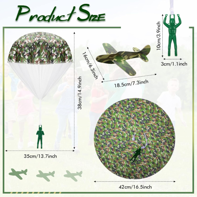 20 PCS Parachute Toys and Camouflage Foam Airplanes Set, Parachute Army Men Toys Does not apply - фотография #2
