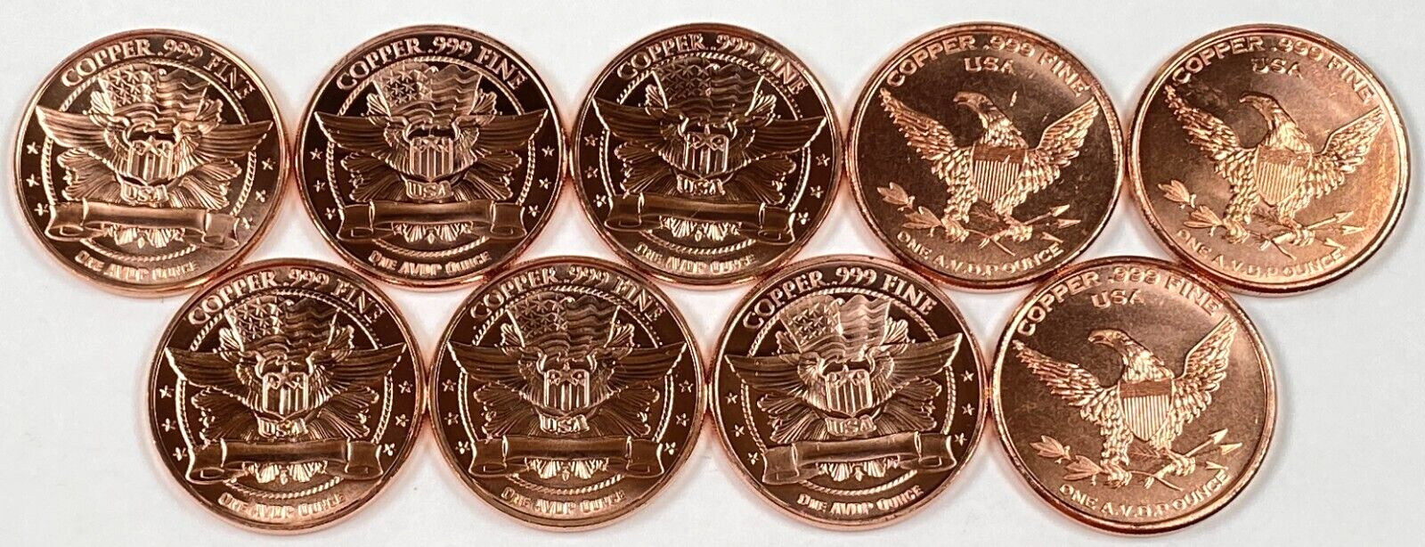 Copper Coins * Nine Piece Dinosaur Collector Set * Fine .999 Bullion Rounds Без бренда - фотография #2