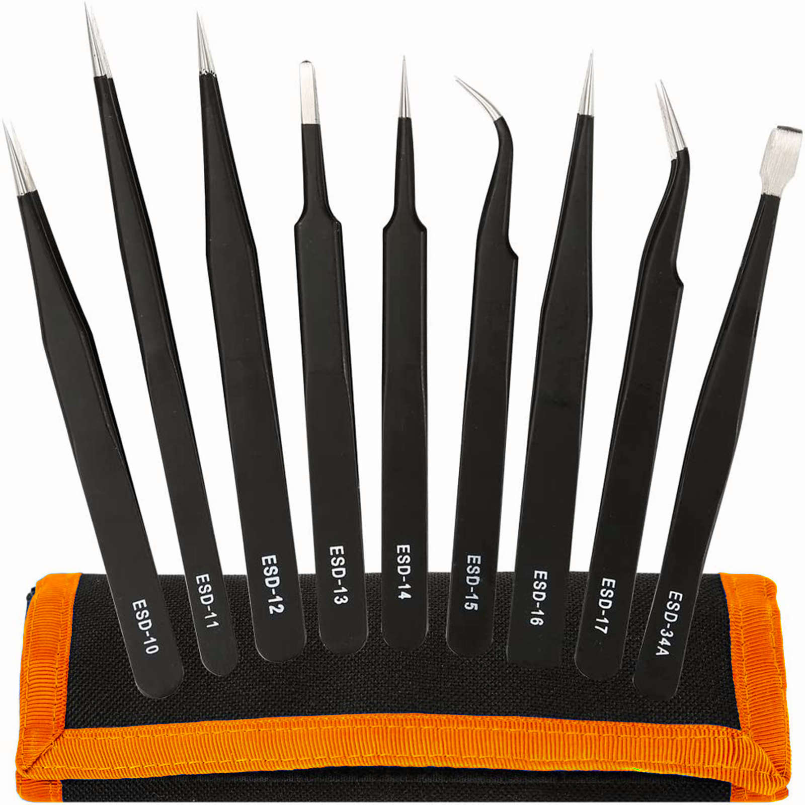 10 x ESD Precision Anti static Tweezers Set Stainless Steel Tool for Electronics Unbranded - фотография #10