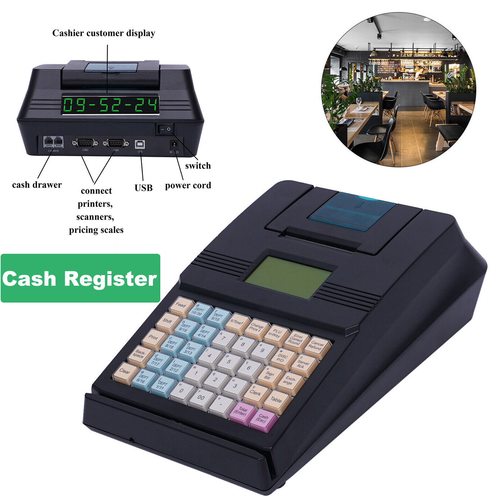 Cash Register POS System Electronic Printing Casher for Retailer, Small Business Unbranded Does Not Apply