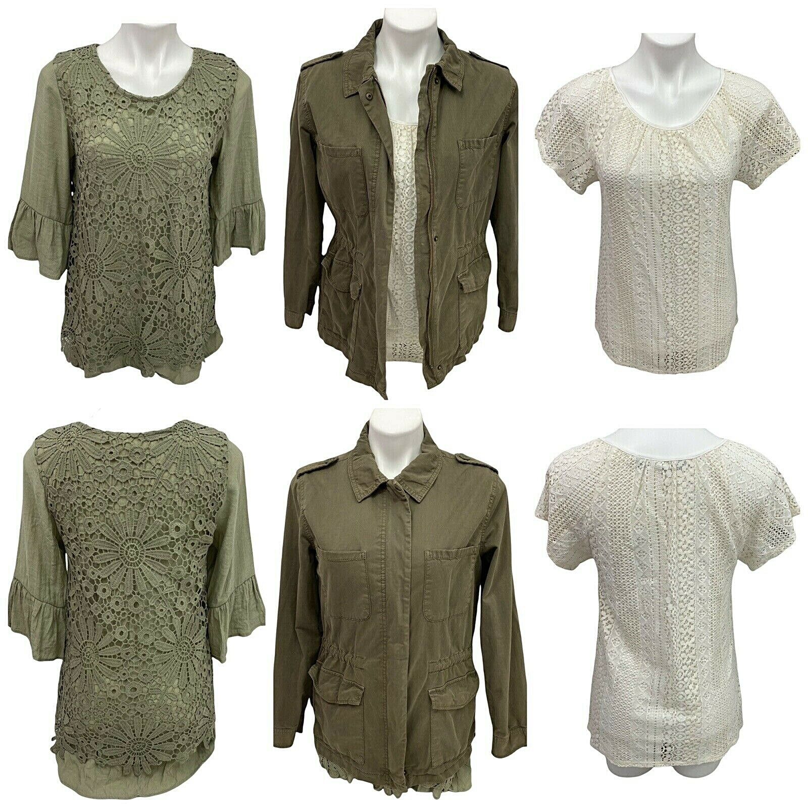 Lot of 3 Womens Top Anorak Jacket by Hinge Size Small Casual Lace Green Pullover hinge - фотография #2
