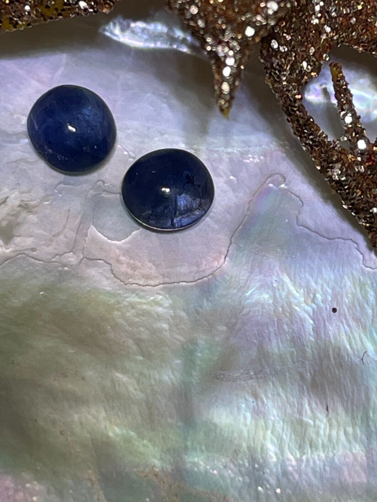 2.45ctw Loose Pair Natural Blue Sapphire Cabochons 5.6mm  Без бренда - фотография #3