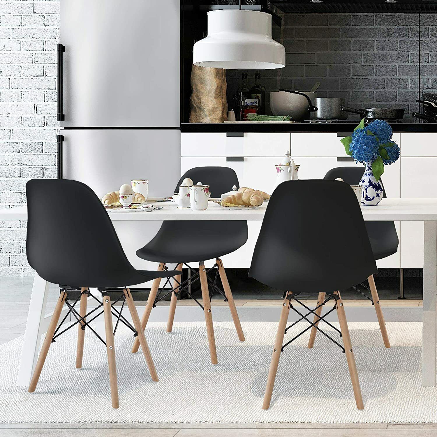 Set of 4 Dining Chairs Plastic Chair for Home Kitchen Dining Bedroom Living Room Fetines Does Not Apply