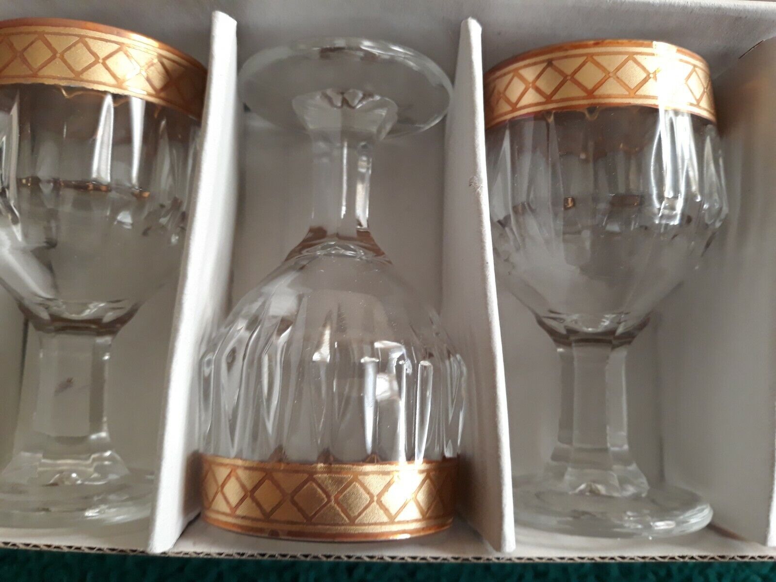 7-pc Le Gioie Wine Set Crystal Glass Decanter Gold Rim Italy Le Gioie - фотография #5