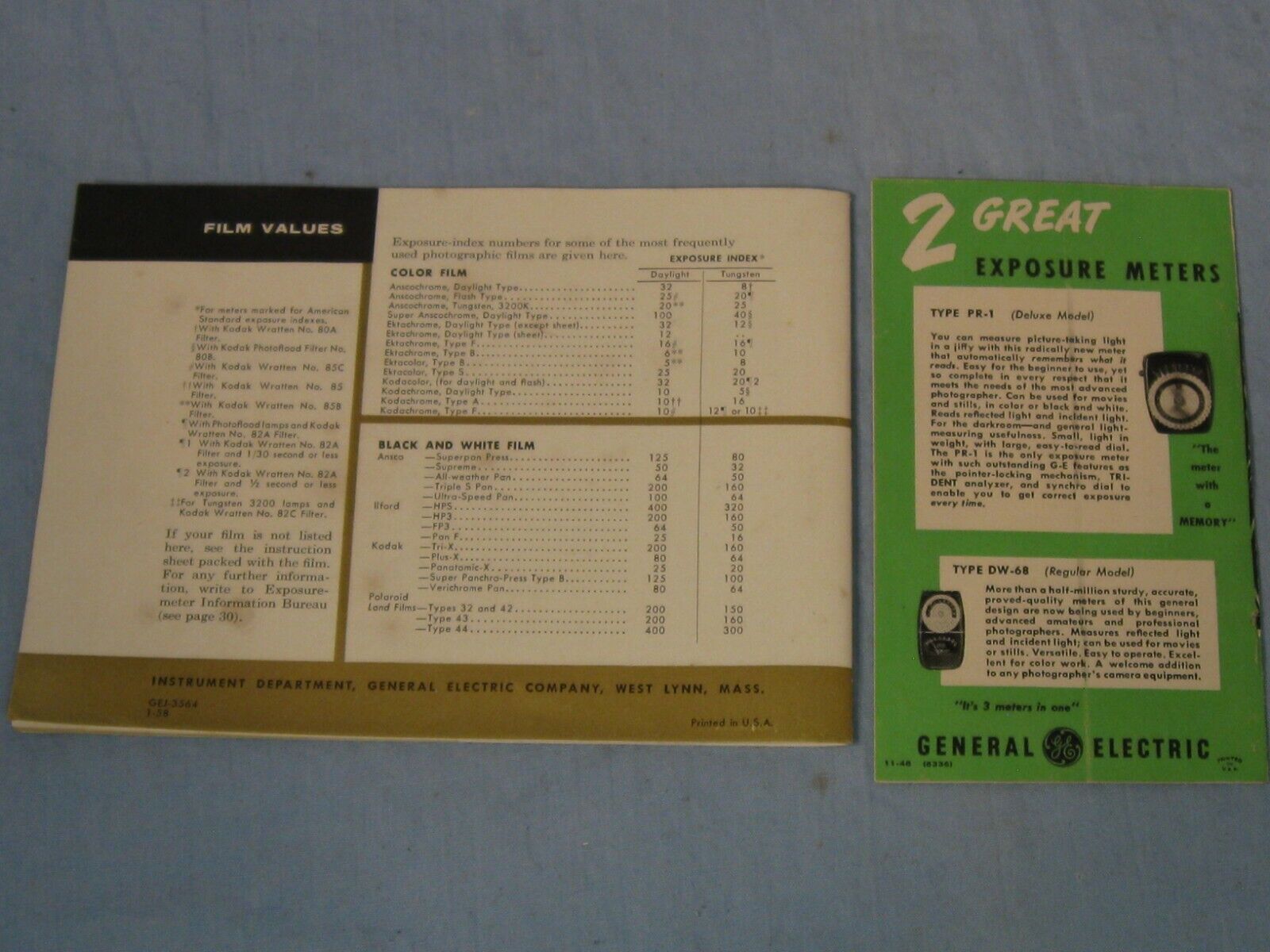 Vintage General Electric Exposure Meter Instruction Booklets GE - фотография #2