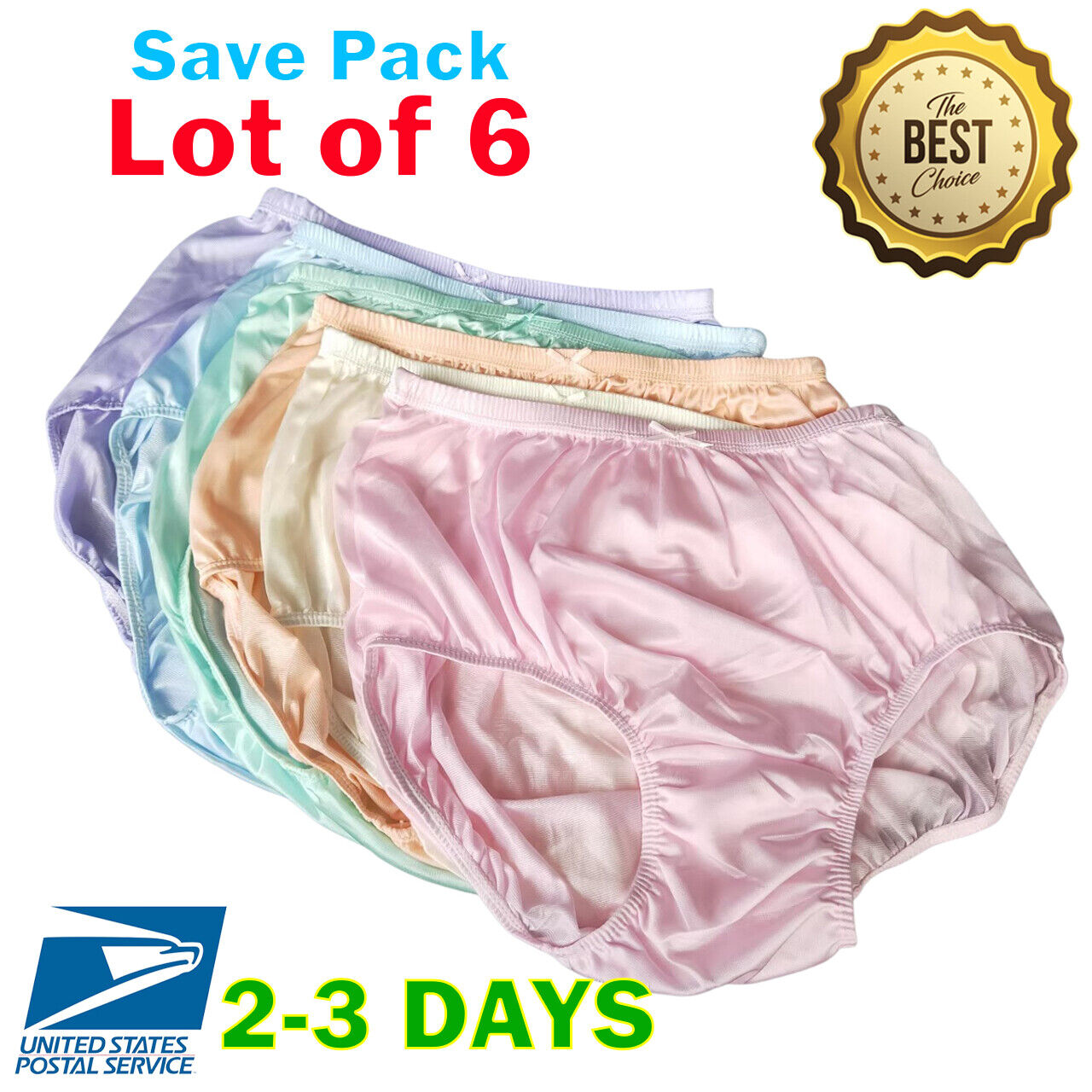 6x Lingerie Soft Nylon Full Brief Panties Women Underwear Size XL VTG Granny New bambam.246 Underwear Size XL VTG Granny