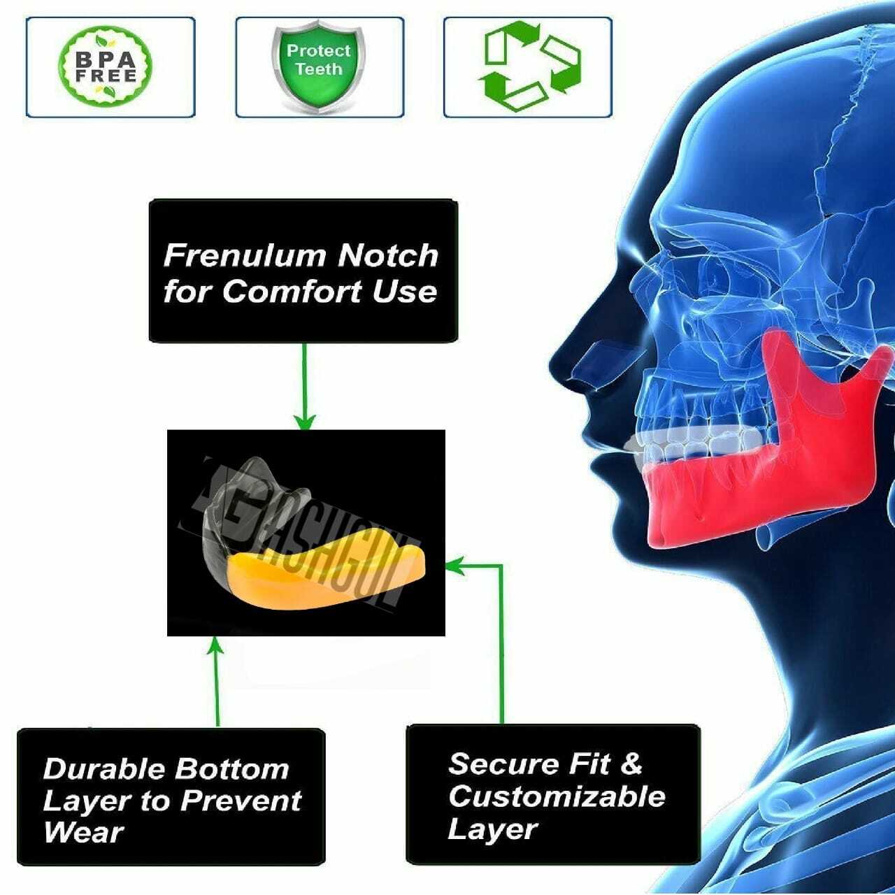  Mouth Guard Gum Shield Teeth Protector Boil Bit Football, Boxing, MMA, Rugby  ASHGUL Does Not Apply - фотография #3