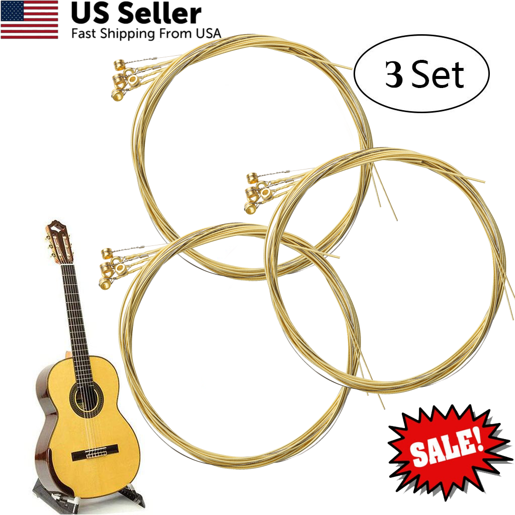 3 Sets of 6 Guitar Strings Replacement Steel String for Electric Acoustic Guitar Unbranded