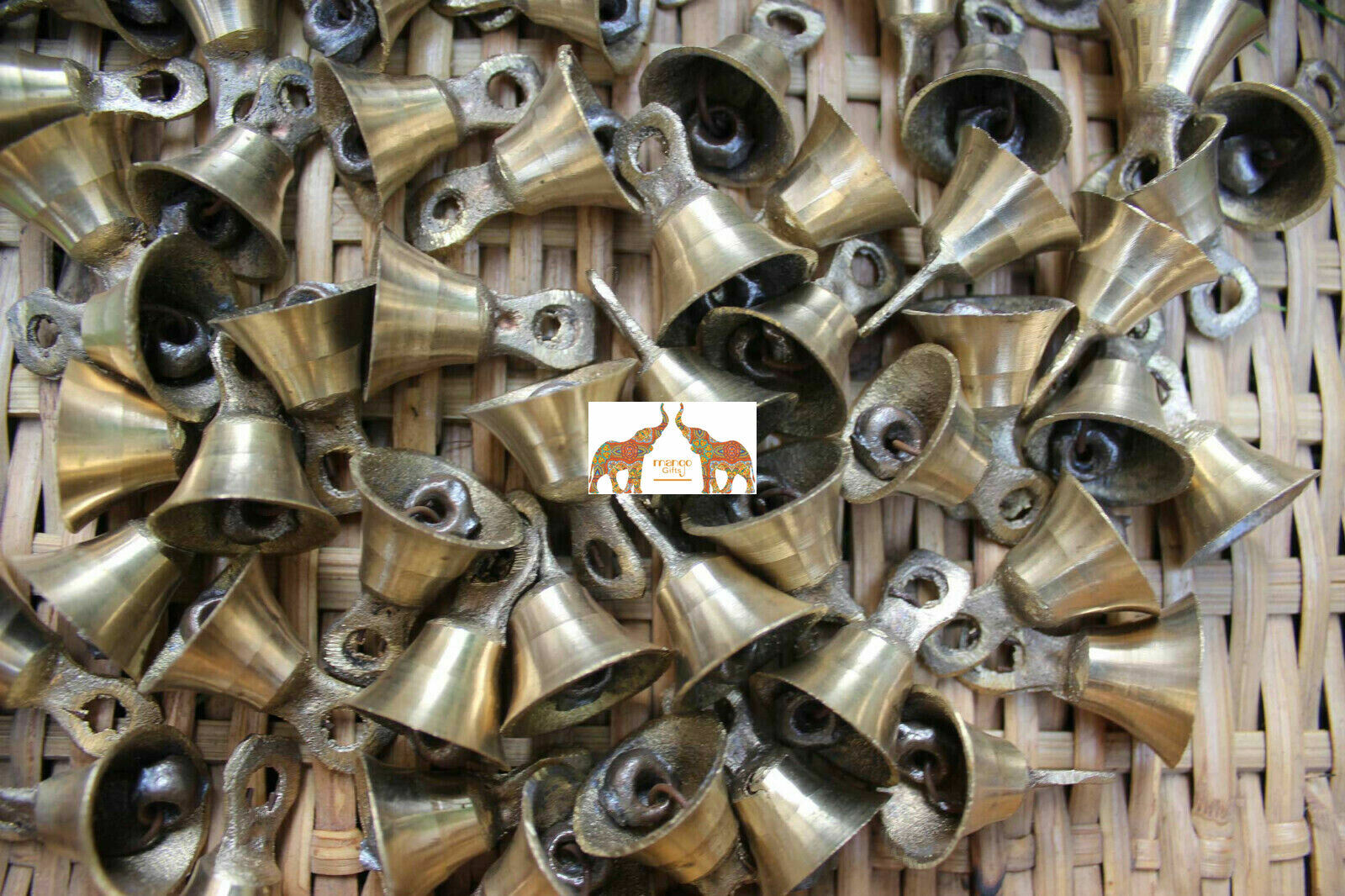 Brass Metal Bells Gold Finish Handmade Indian Vintage Style Indian Crafts 12 Pcs Handmade Bells - фотография #3