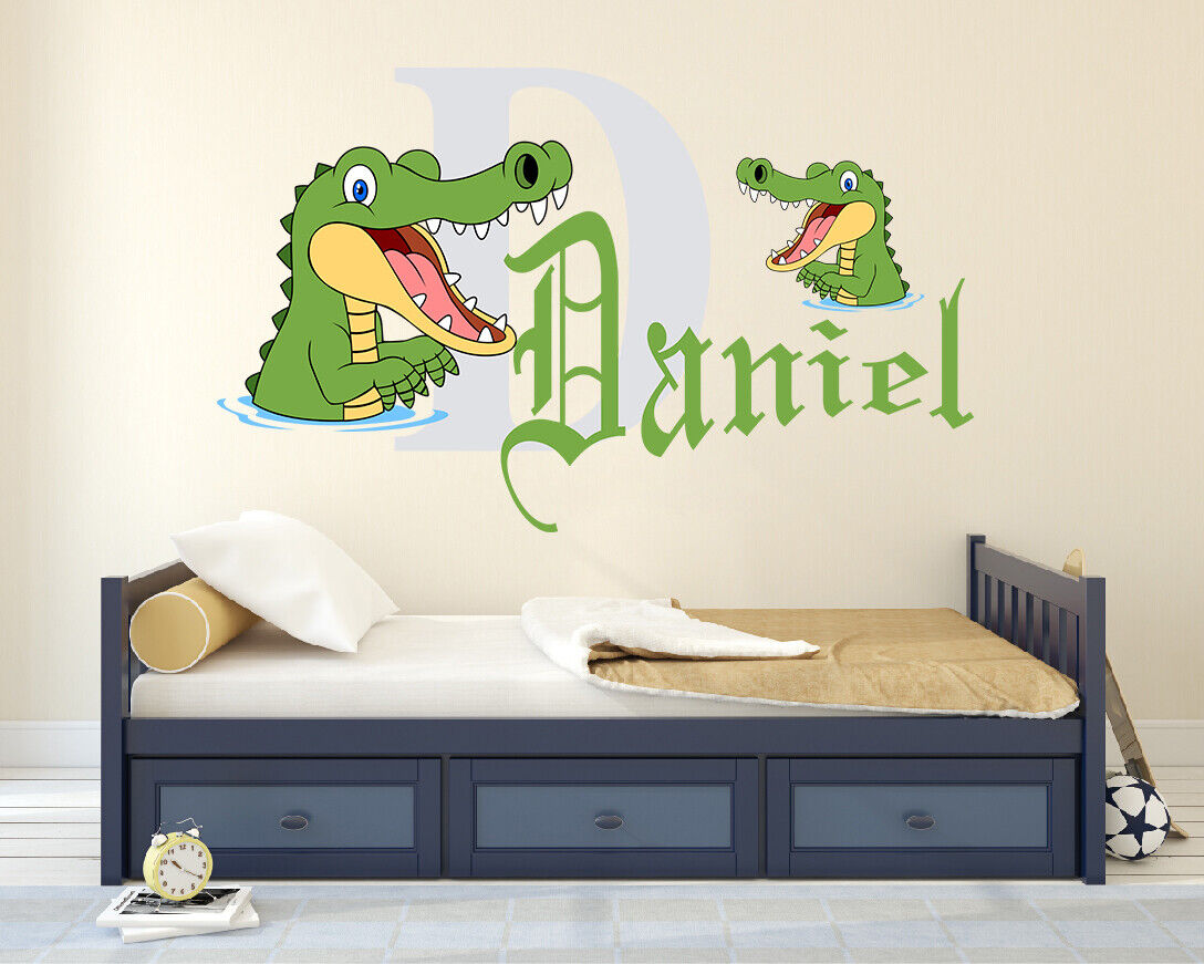 Happy Alligators Custom Name Wall Decal Vinyl Sticker Wall Art Room Decor  Kraftmatics Design KMT-077