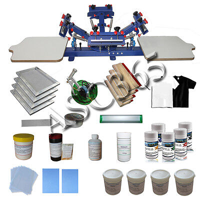 4 Color 2 Station Silk Screen Printing Press&Starter Material Package New Kit Techtongda 006937