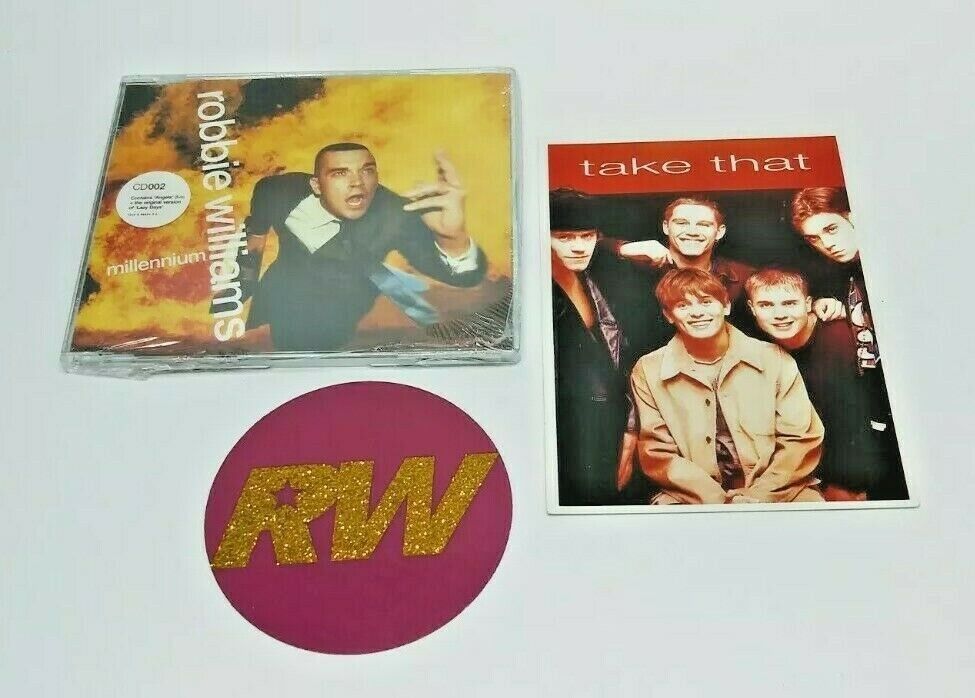 Robbie Williams Take That Millennium UK CD Single Sing When Sticker UK Postcard Без бренда