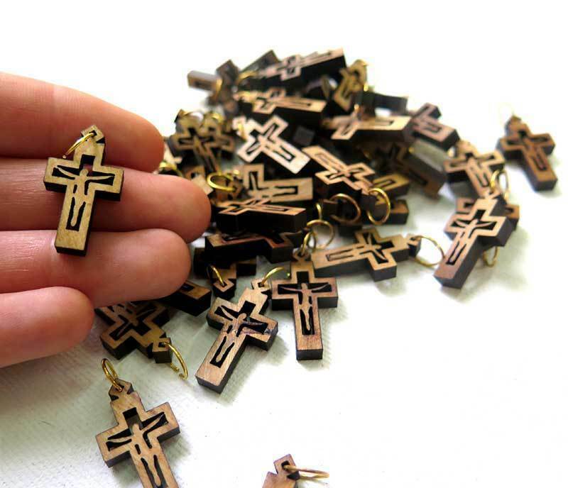  Wood Olive HandMade Cross Pendants Necklace Holy Land Bethlehem Crosses Rosary Без бренда - фотография #12