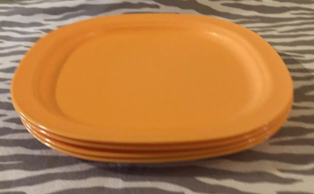 Tupperware Luncheon Plates Dessert Plates Set of 4 Orange 7 3/4” New Tupperware - фотография #2