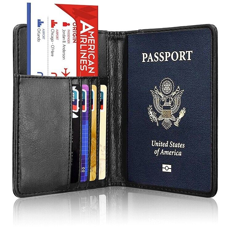 RFID Blocking Leather Passport Holder Case Cover Wallet for Securely Travel Trip Unbranded - фотография #6