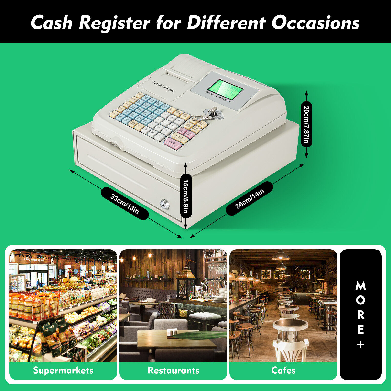 New Digital LED Cash Register with Drawer 48 Keys for Retail Restaurant POS SALE TBvechi Does Not Apply