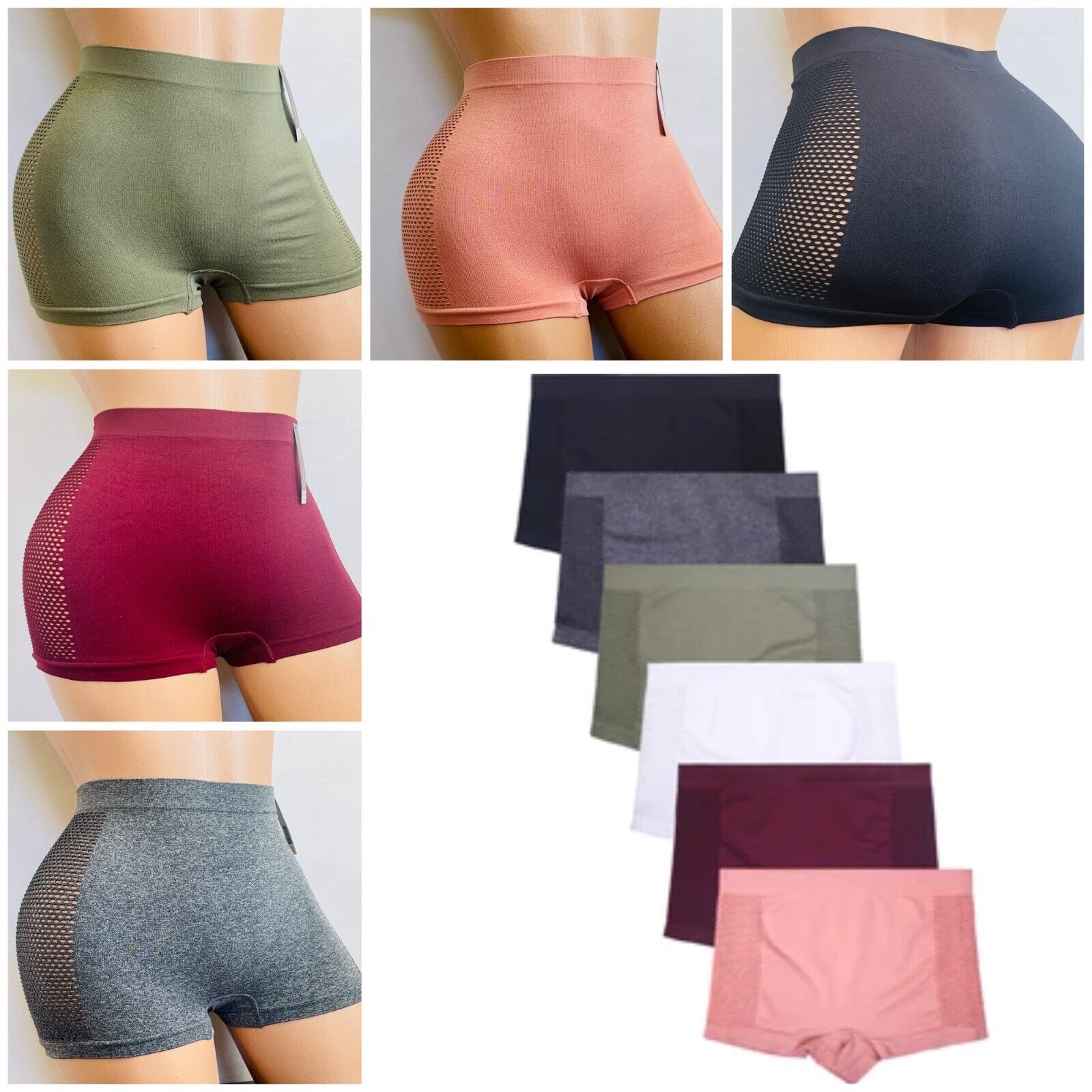6 Boyshorts sport Active Wear Yoga Seamless Short undies shortie Underwear S-XL EVA