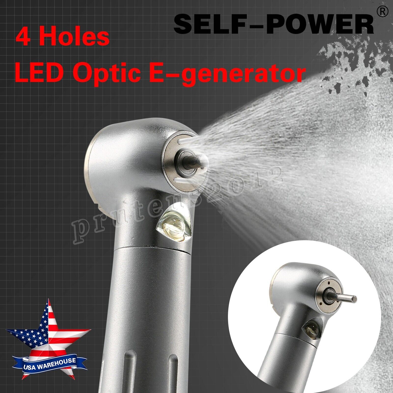 NSK Style Dental Fiber Optic LED E-generator high speed handpiece Turbine 4 HOLE SELF POWER Does Not Apply