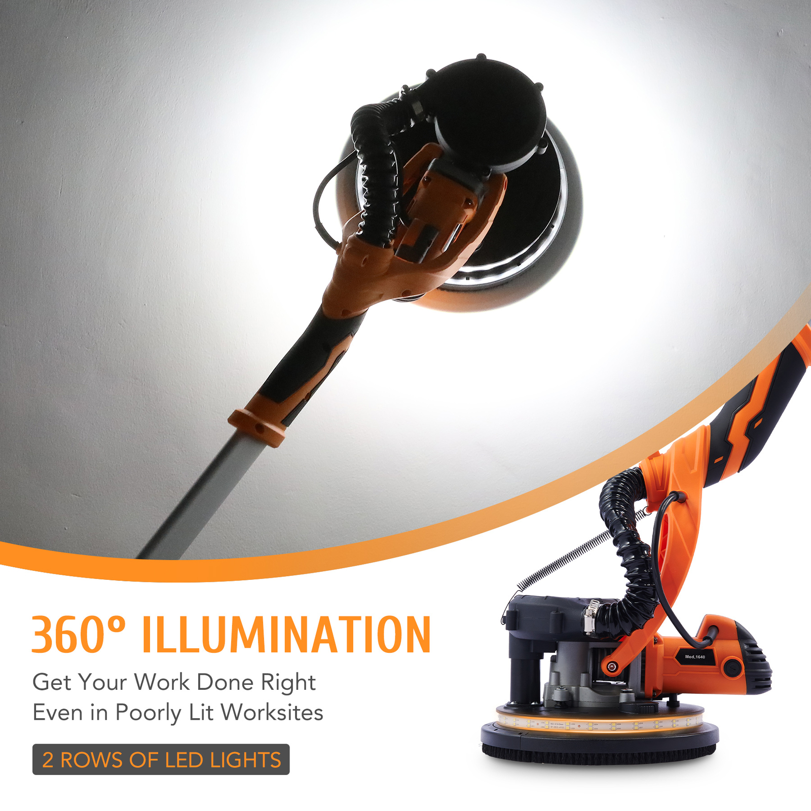 Reliable 9in Drywall Sander: 850W Power Vacuum System 5 Speeds LED Strip Preneex Does Not Apply - фотография #3
