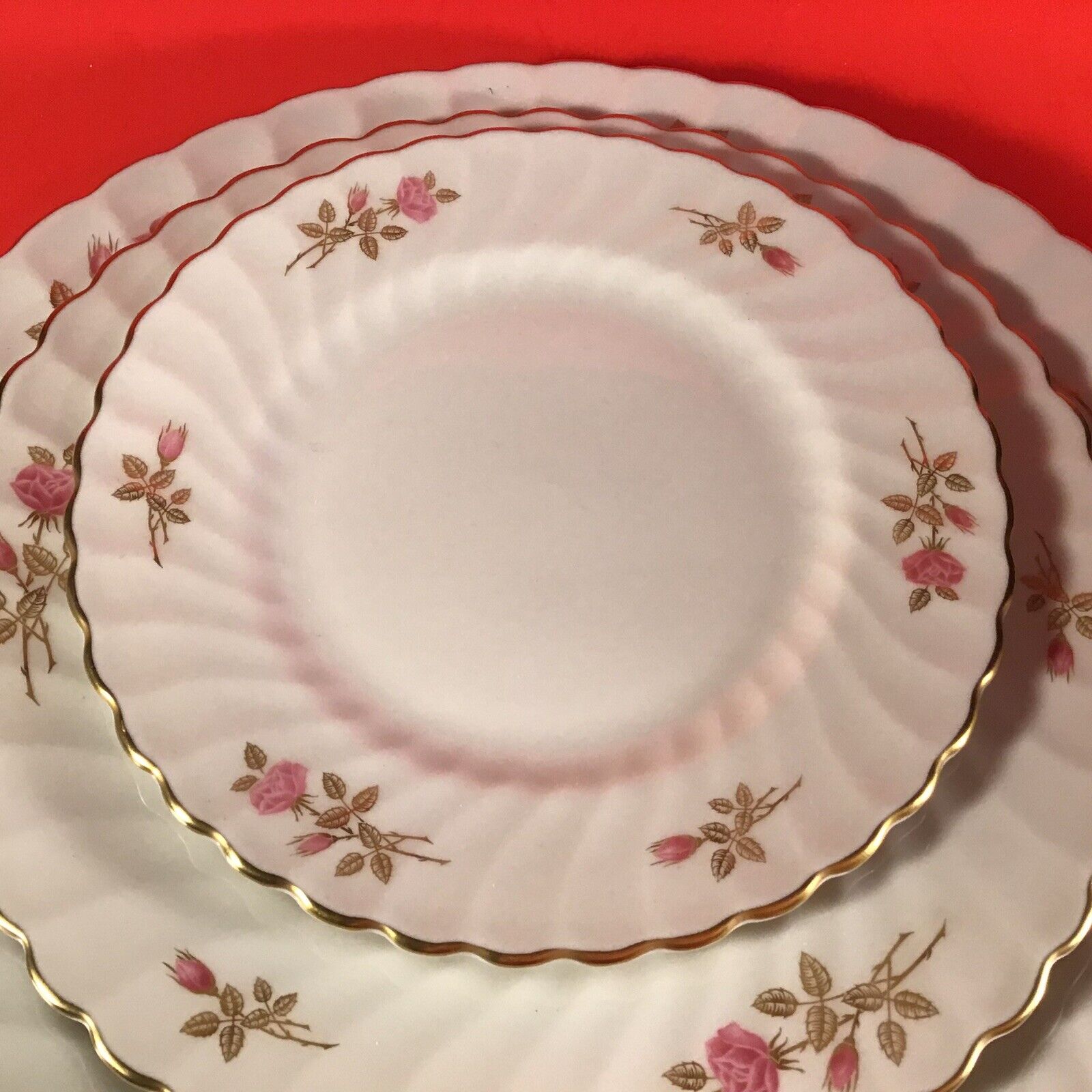 SYRACUSE CHINA COURTSHIP SILHOUETTE 5 PIECE PLACE SETTING PINK AND GOLD FLORAL syracuse china - фотография #5