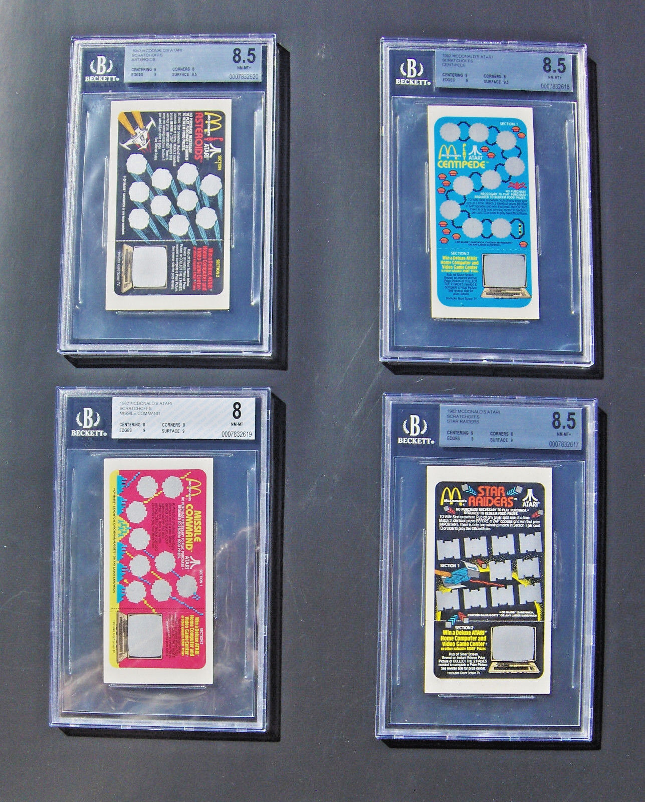 LIMITED VERY RARE 1982 Graded  (4) 8-8.5 Cards UNSCRATCHED SET - Atari McDonalds Без бренда Not Applicable