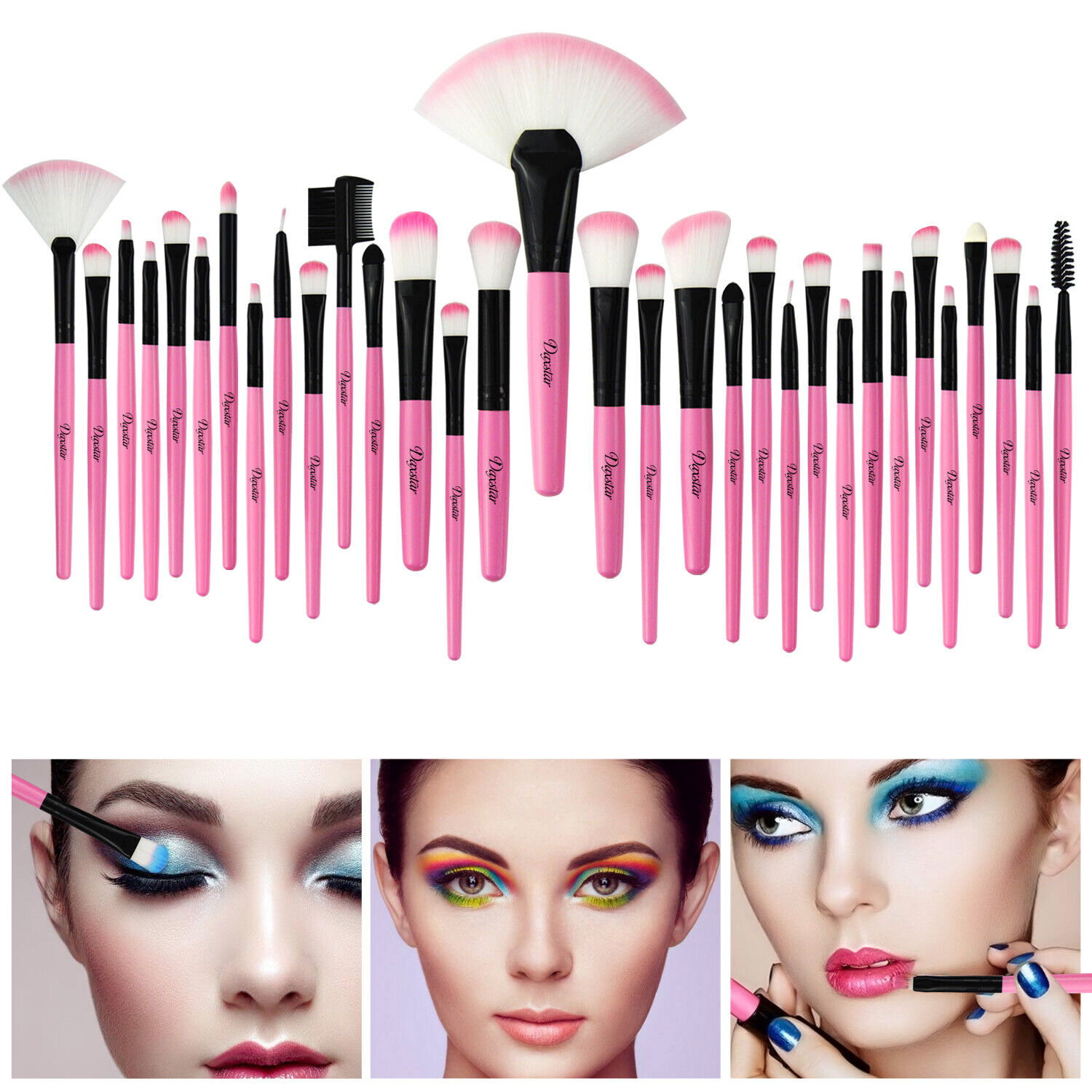 22/32Pcs Makeup Brush Cosmetic Eyeshadows Eyebrow Face Lip With Bag Woman Set US Unbranded Does not apply - фотография #9