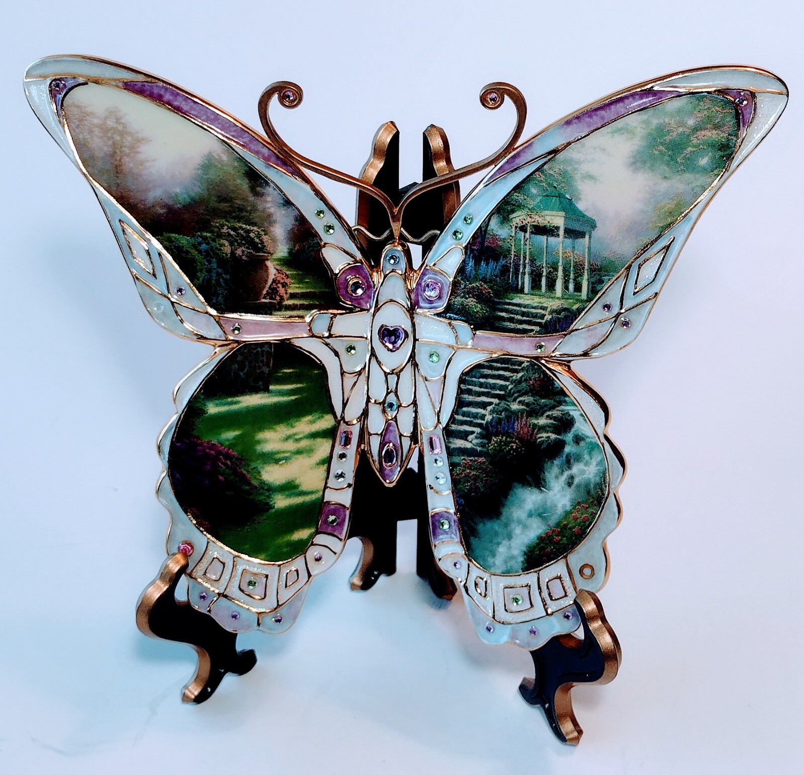 Bradford Xchg. Thomas Kincaid JEWELED BUTTERFLY Wall Art EUC On Wings of Beauty Thomas Kinkade - фотография #2