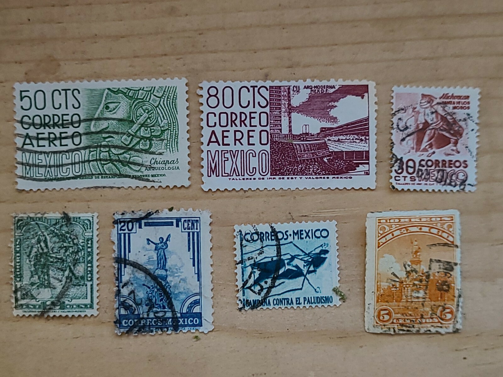 Stamps Mexico used  Mexican Vintage USA seller ships free in USA 7 stamps total Без бренда