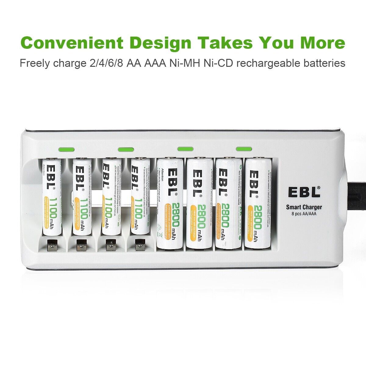 8 Bay AA AAA Independent Rechargeable Battery Charger for Ni-MH Ni-CD Batteries EBL - фотография #4