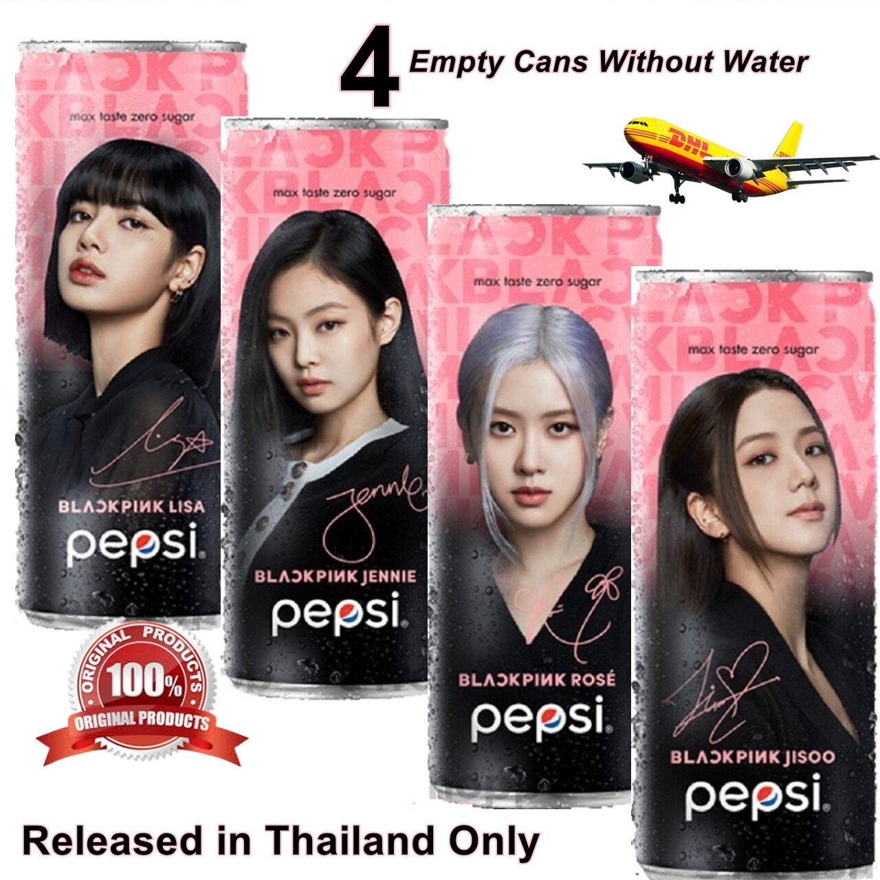 4 Cans BLACKPINK Pepsi Thailand Rose Jisoo Jennie & Lisa Limited Edition No Coke Без бренда