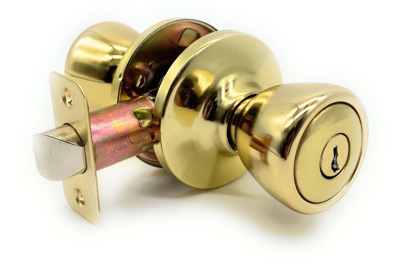 [2-PACK] Keyed Alike Entry Door Knob Lock Set, Polished Brass With 4 Keys Vault Locks 14-843 - фотография #2