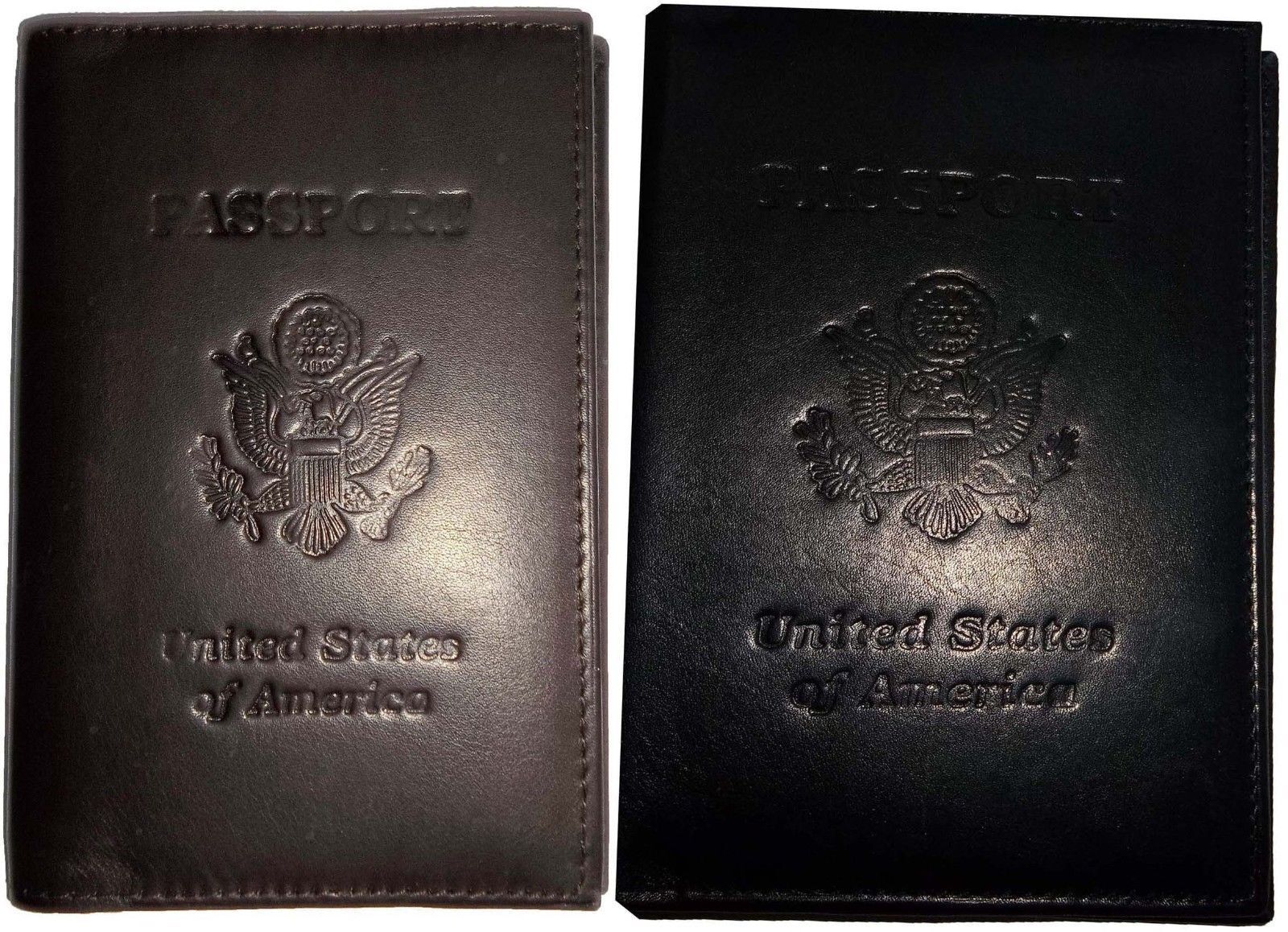  2 New USA Leather passport cover wallet credit ATM card ID case bn Unbranded