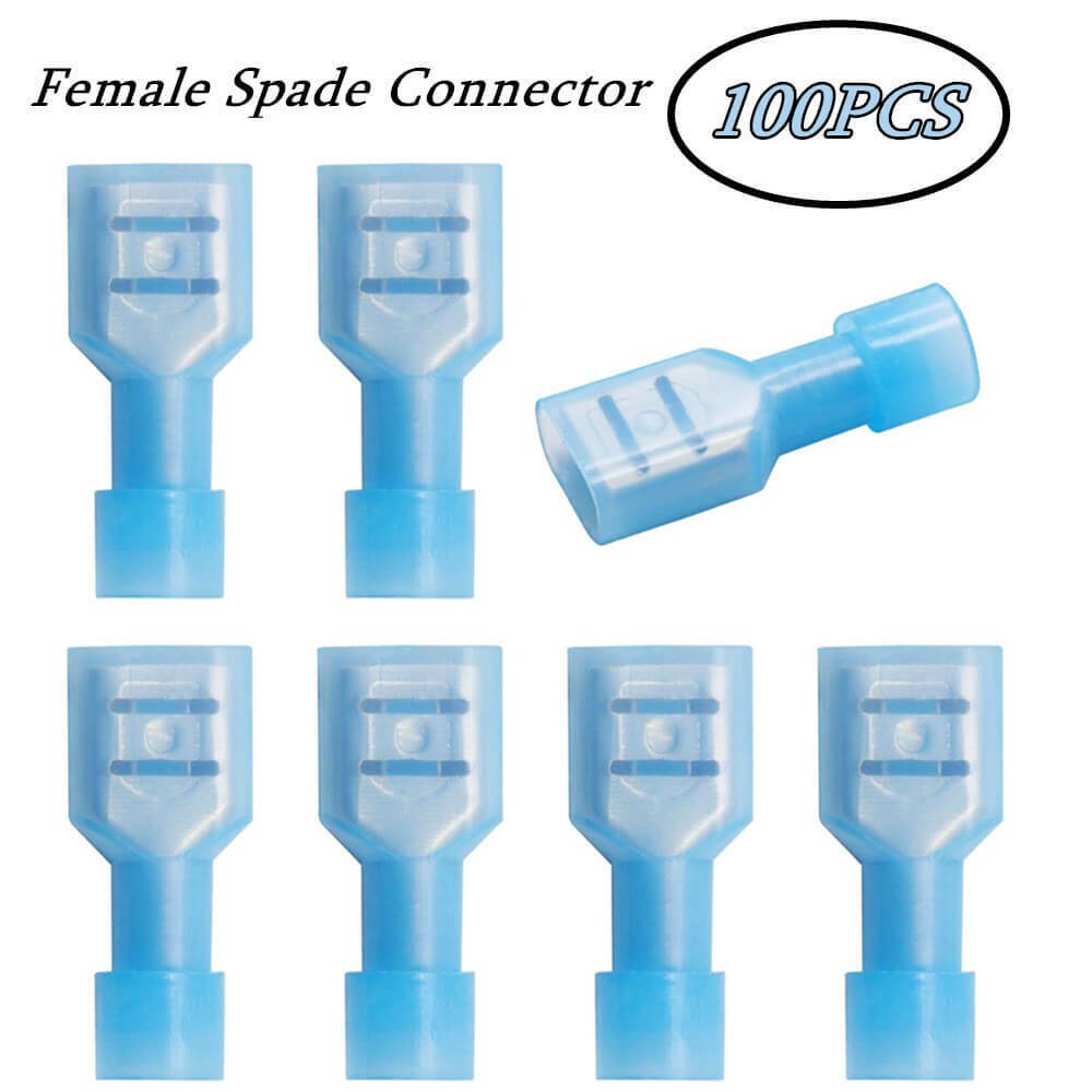 100PCS Fully Insulated Blue Female Electrical Spade Crimp Connector Terminals Unbranded Does Not Apply