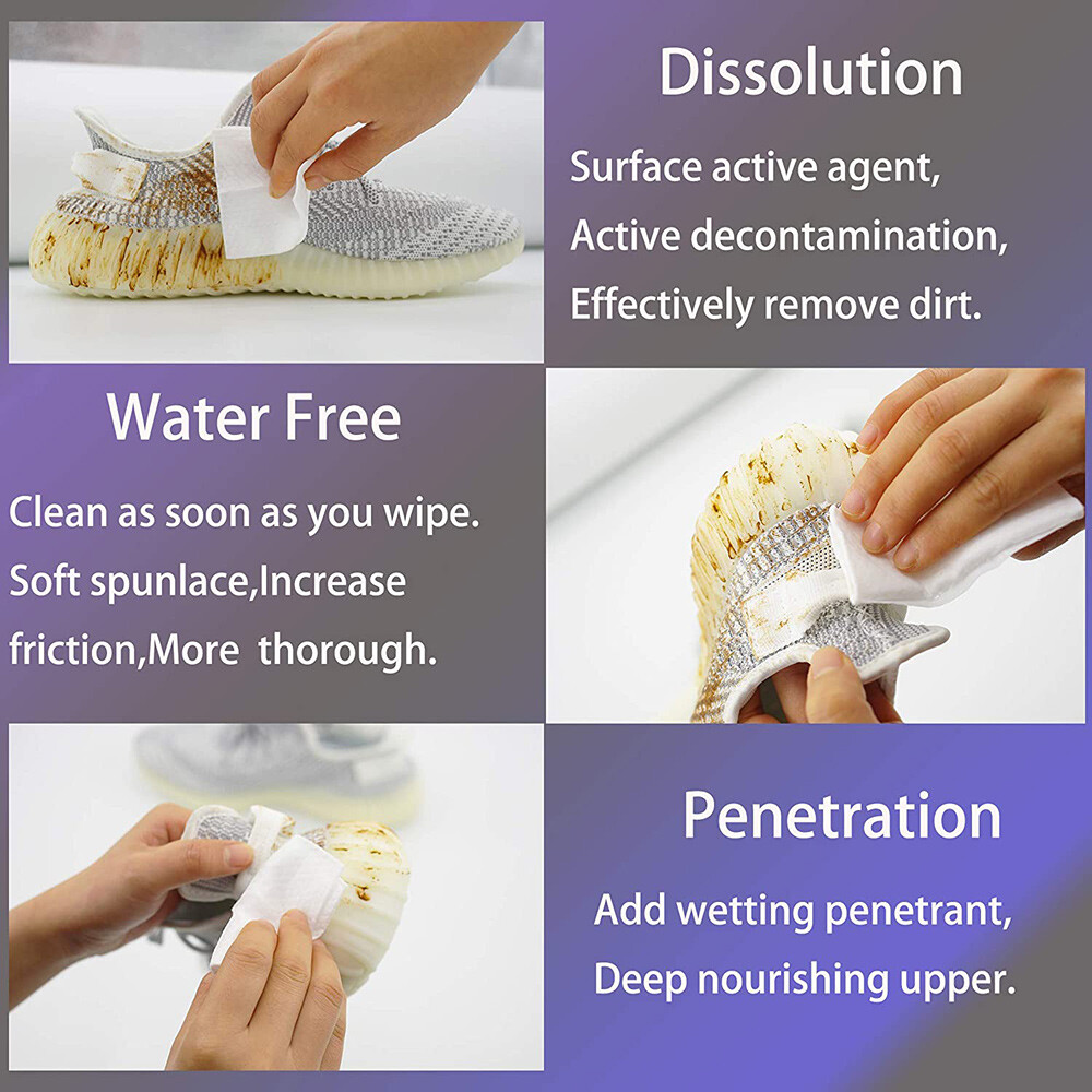 2 Pack 60 Pcs Sneaker Shoe Dirt Cleaner Quick Wipes Disposable Travel Portable HUHOU Does not apply - фотография #6