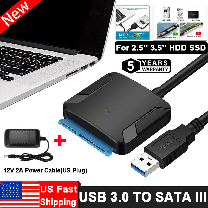 USB 3.0 to SATA External Hard Drive Converter Adapter 2.5'' 3.5'' SSD HDD Cable UVOOI Does Not Apply - фотография #2