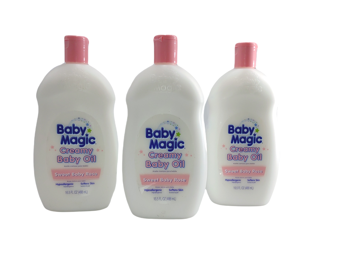 3X Baby Magic 16.5 Oz Sweet Baby Rose Creamy Baby Oil Hypoallergenic DISCONTINUE Baby Magic 05001