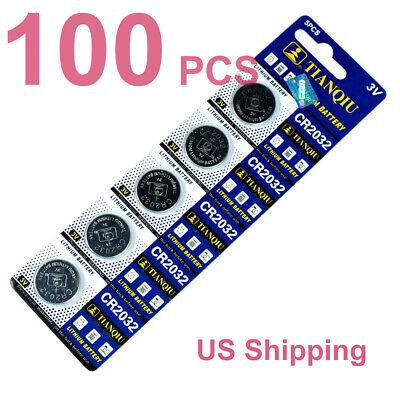 100 PCS CR2032 Lithium Battery 3V Button Cell for Digital Scales remote controls Tianqiu CR2032