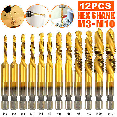 12Pcs 1/4in Hex Shank HSS Screw Thread Countersink Tap Drill Bit Combination Set Wowpartspro Does Not Apply