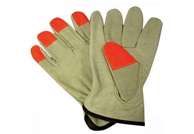 12 pr. IRONWEAR 4190-OFT Pig Grain Leather Orange Fingertip Driver Glove. MED Ironwear 4190-OFT