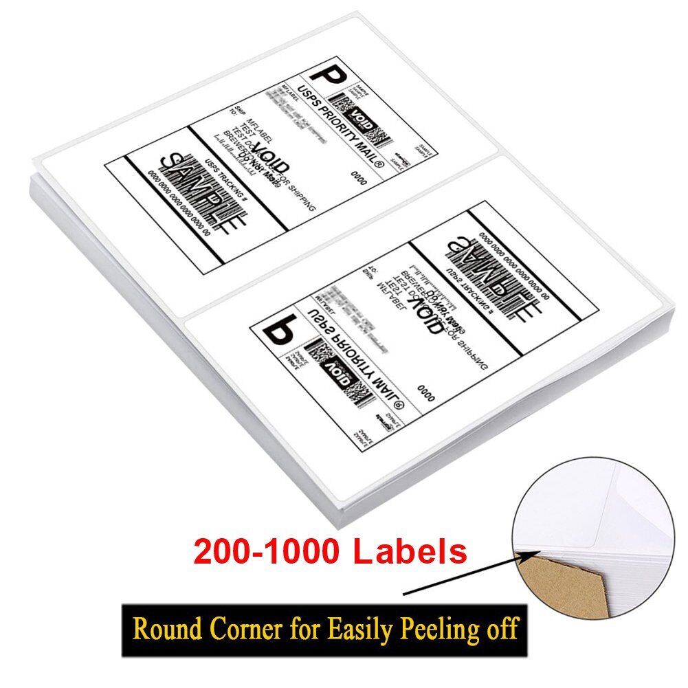 200-1000 Half Sheet Shipping Labels Page 8.5x5.5 Self Adhesive Round 2 Per Sheet Unbranded/Generic Does not apply