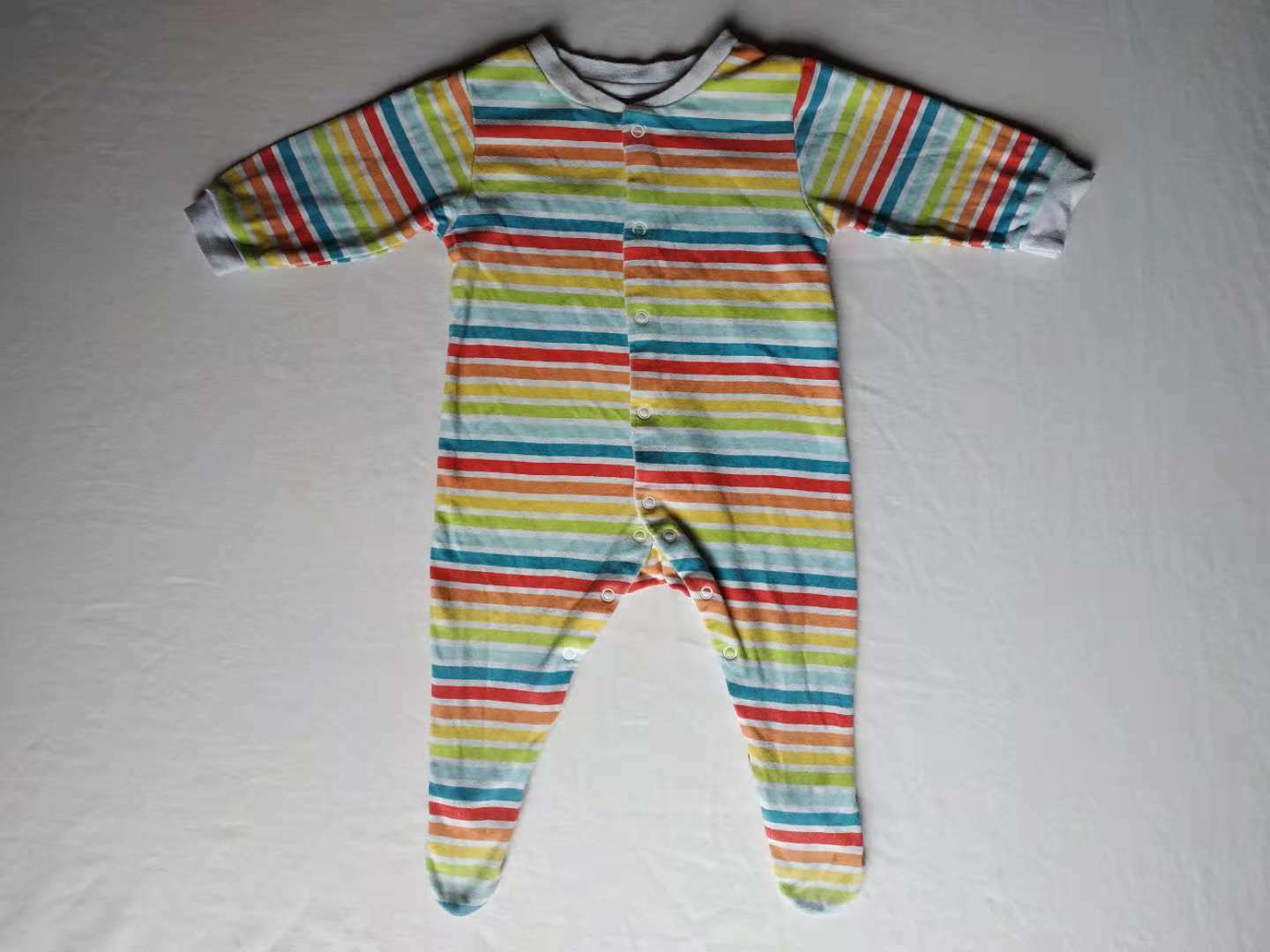 Lot 2 Baby Boy 3-12 mo Disney PJ Bodysuit Footed Long Sleeve Blue Mickey Stripe Disney - фотография #6