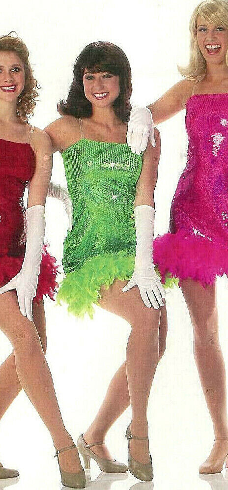 Group LOT 7 Adult Small Dance Dress Costume Sequin Flapper DREAMGIRLS Green  Cicci 3007/10-218
