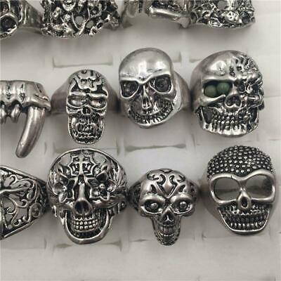 Wholesale 25pcs Lots Gothic Punk Skull Antique Silver Rings Mixed Style Jewelry Unbranded - фотография #9