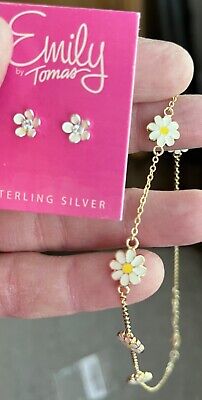 FINE JEWELRY Childrens DAISY Gold Overlay Necklace AND Sterling Silver Earrings  Daisy - фотография #5