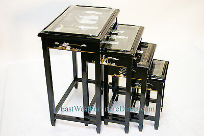 oriental black lacquer nest tables Chinese furniture Без бренда