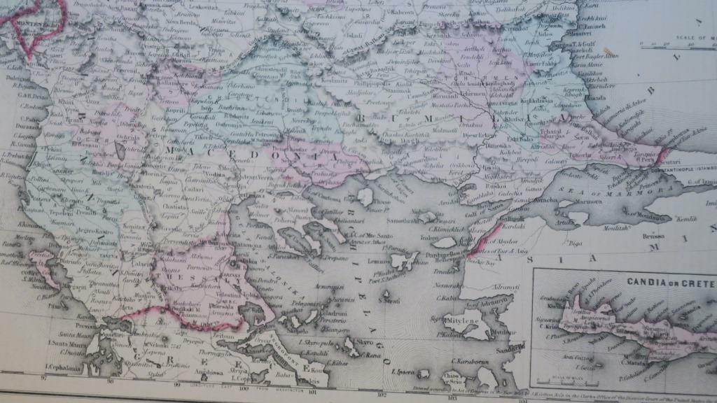 ORIGINL 2-sheet 1855 HAND-COLORED Colton Atlas MapS:TURKEY IN ASIA,EUROPE,SEAS Без бренда - фотография #4