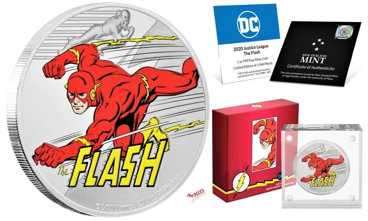 SILVER THE FLASH CHIBI, JUSTICE LEAUGE 6Oth COIN & THE FLASH SILVER NOTE FOIL Без бренда - фотография #3