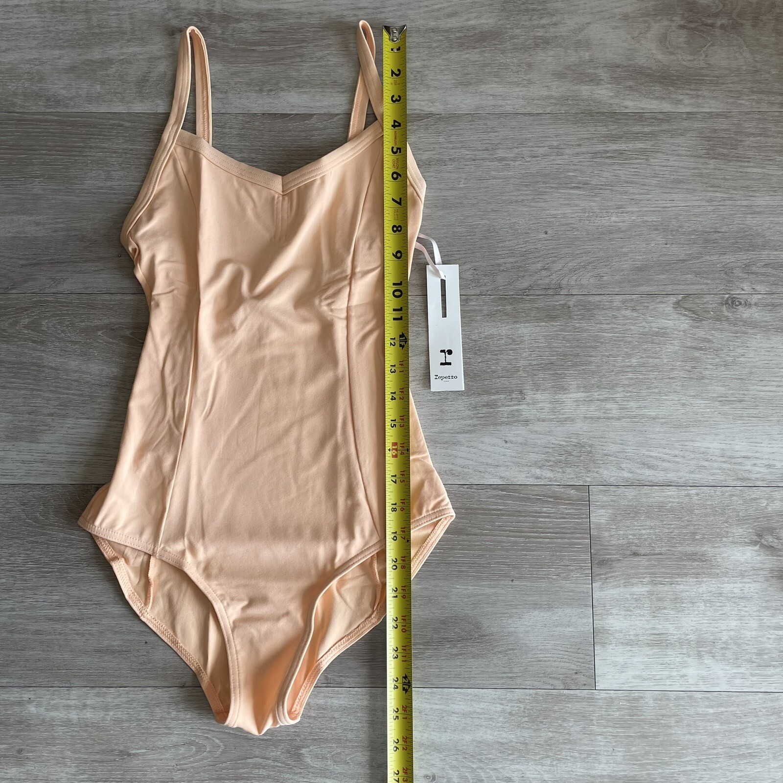 NWTS Repetto Women’s Leotard Gathered Front Spaghetti Straps Apricot Size LARGE Repetto - фотография #10